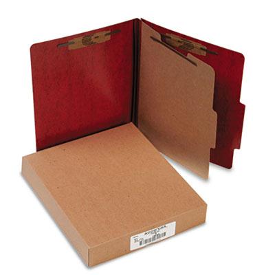 Acco 4 Section Letter Presstex 20 Point Classification Folders Red 10Box