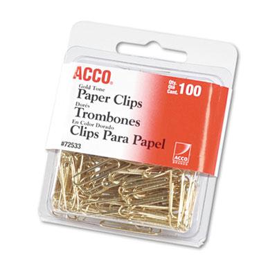 Acco No 2 Wire Gold Tone Paper Clips 100 Paper Clips