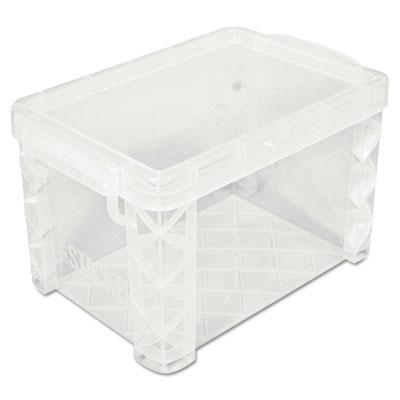 Advantus Super Stacker Plastic Storage Boxes Holds 500 4 x 6 Cards Clear