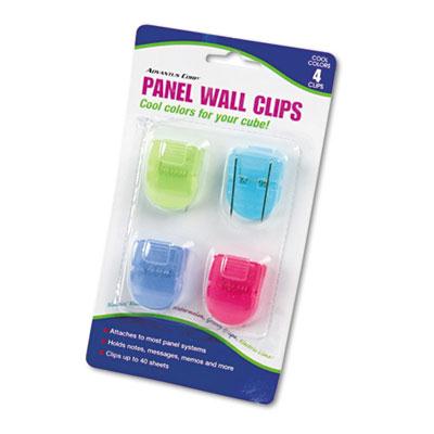 Advantus Standard Size Fabric Panel Wall Clips Assorted Cool Colors 4Pack