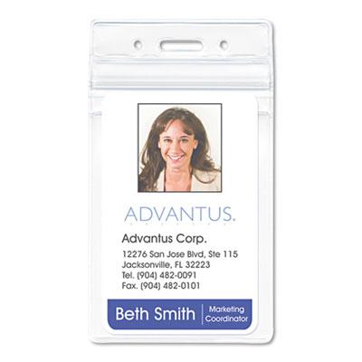 Advantus 2 58 x 3 34 Vertical Resealable ID Badge Holder Clear 50Pack