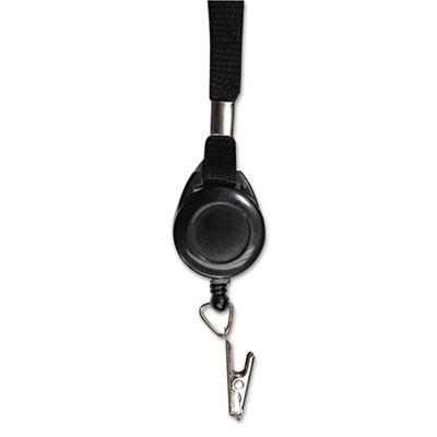 Advantus 36 Clip Lanyards with Retractable ID Reels Black 12Pack