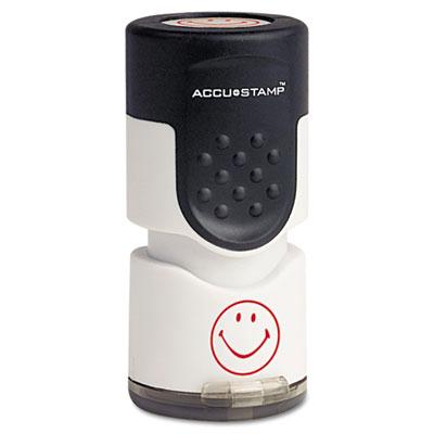 Accustamp Smiley Pre Inked Round Stamp with Microban Red Ink 58 