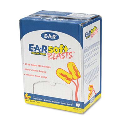 3M EARsoft Blasts Corded Foam Earplugs Neon Yellow 200 Pairs