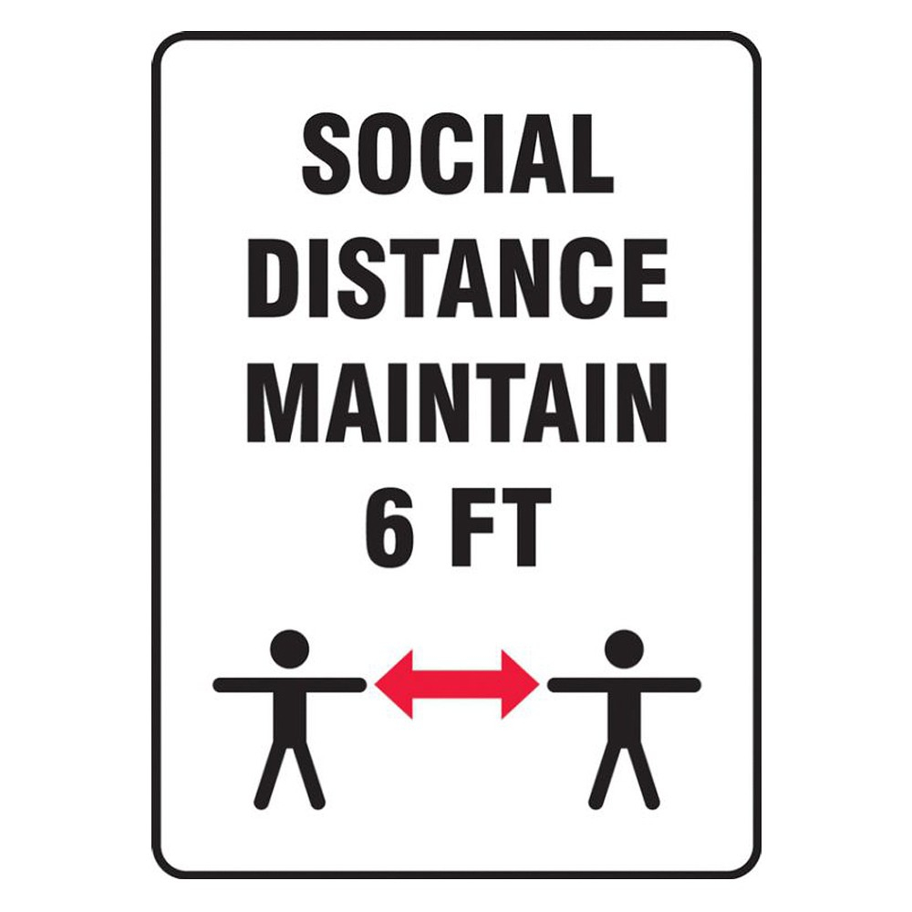 Accuform 14 x 10 Aluminum Maintain Social Distance Safety Poster