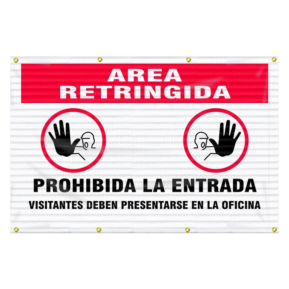Accuform 4 x 6 Spanish Restricted Area Fence Wrap Safety Sign