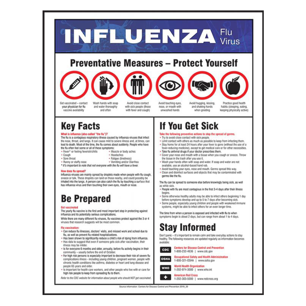 Accuform 22 x 17 Laminated Influenza Safety Sign