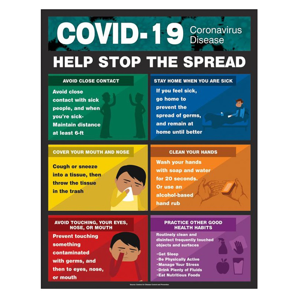 Accuform 22 x 17 COVID 19 Stop the Spread Safety Poster
