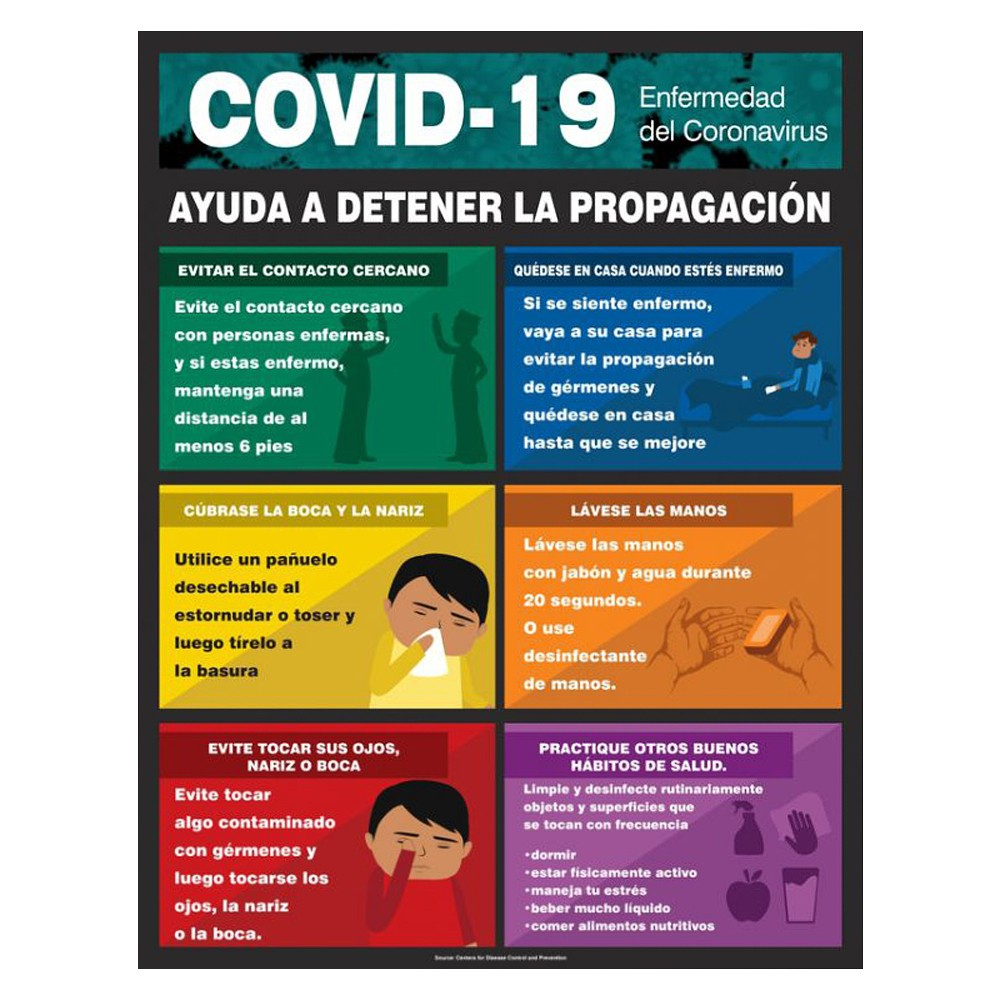 Accuform 22 x 17 COVID 19 Spanish Stop the Spread Safety Poster